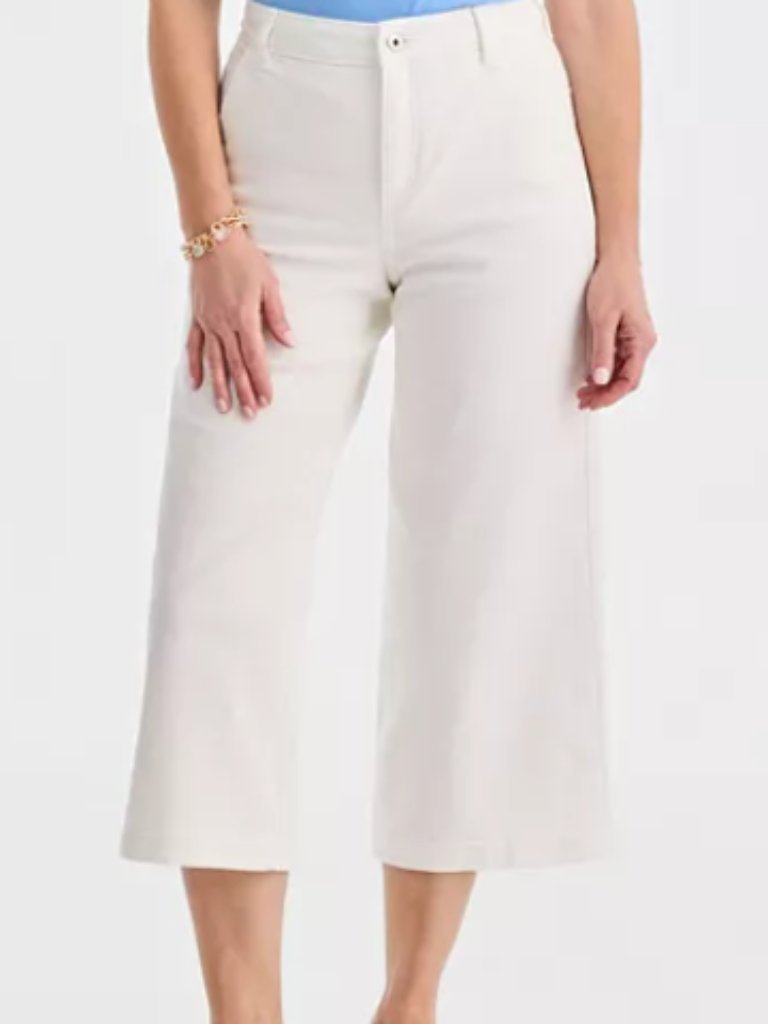 Style&Co White Crop Wide Leg High Rise White Jean